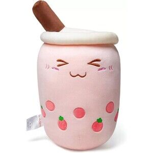 Niuniu Daddy Boba Plushies 9.5inches Small Pink Strawberry Bubble Tea Plush Toy